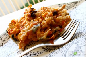 Chicken and Black Bean Green Enchilada Rice Bake