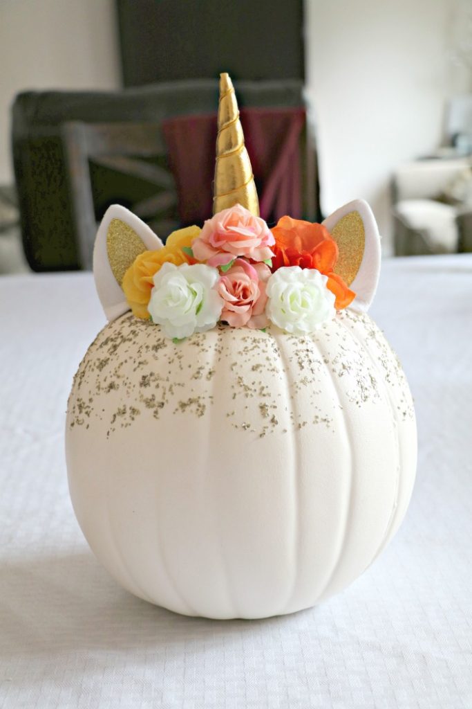 DIY Floral Unicorn Pumpkin