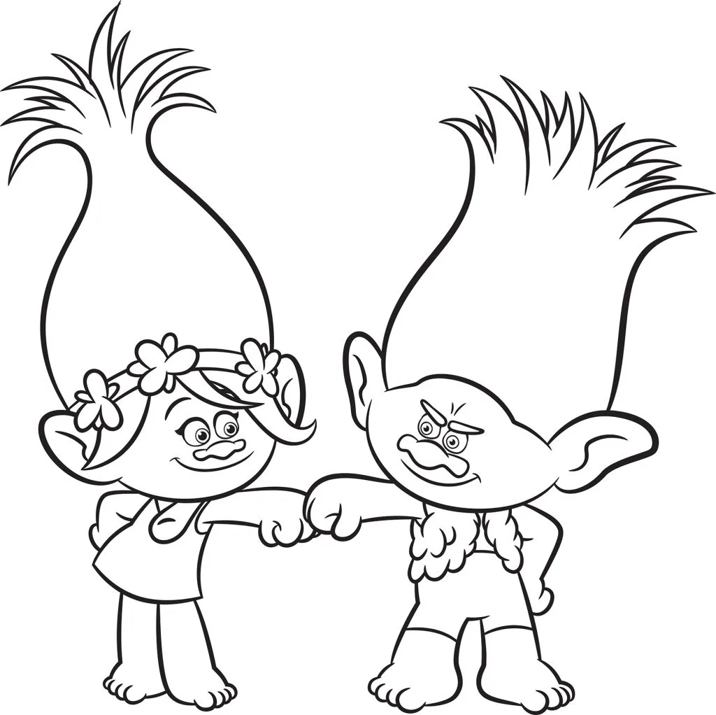 coloring pages of trolls movie