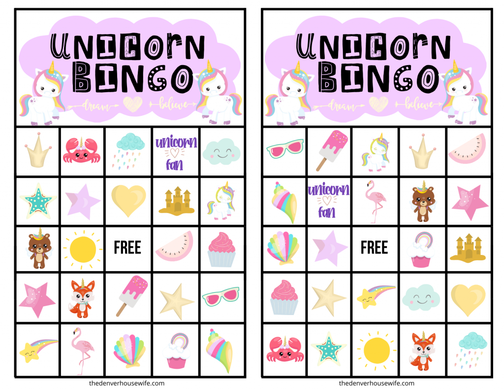 Free Printable Uncorn Bingo Game