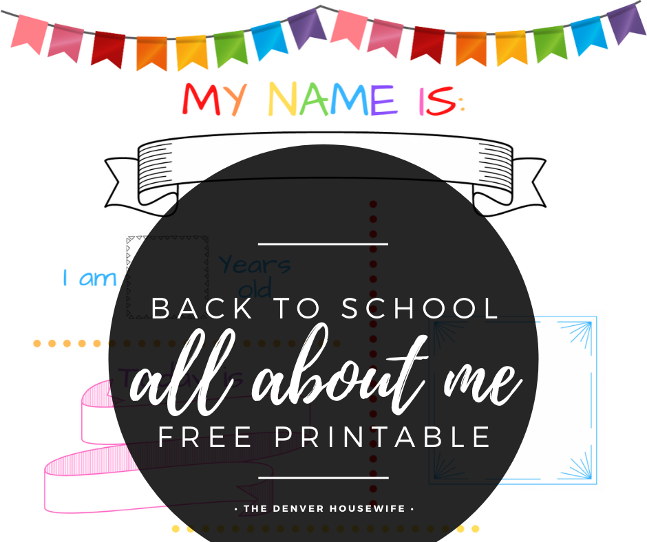 all about me back to school free printable