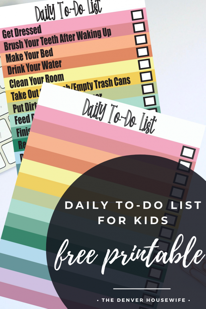 daily to-do list for kids free printable