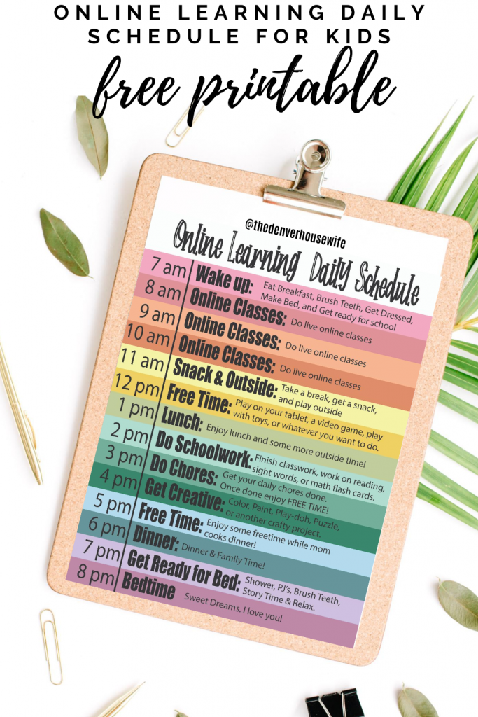 daily time schedule for kids