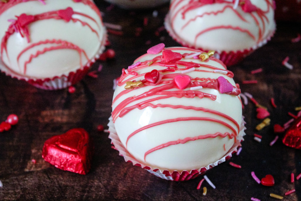 Valentine's Day Strawberry Hot Cocoa Bombs - Kitchen Divas