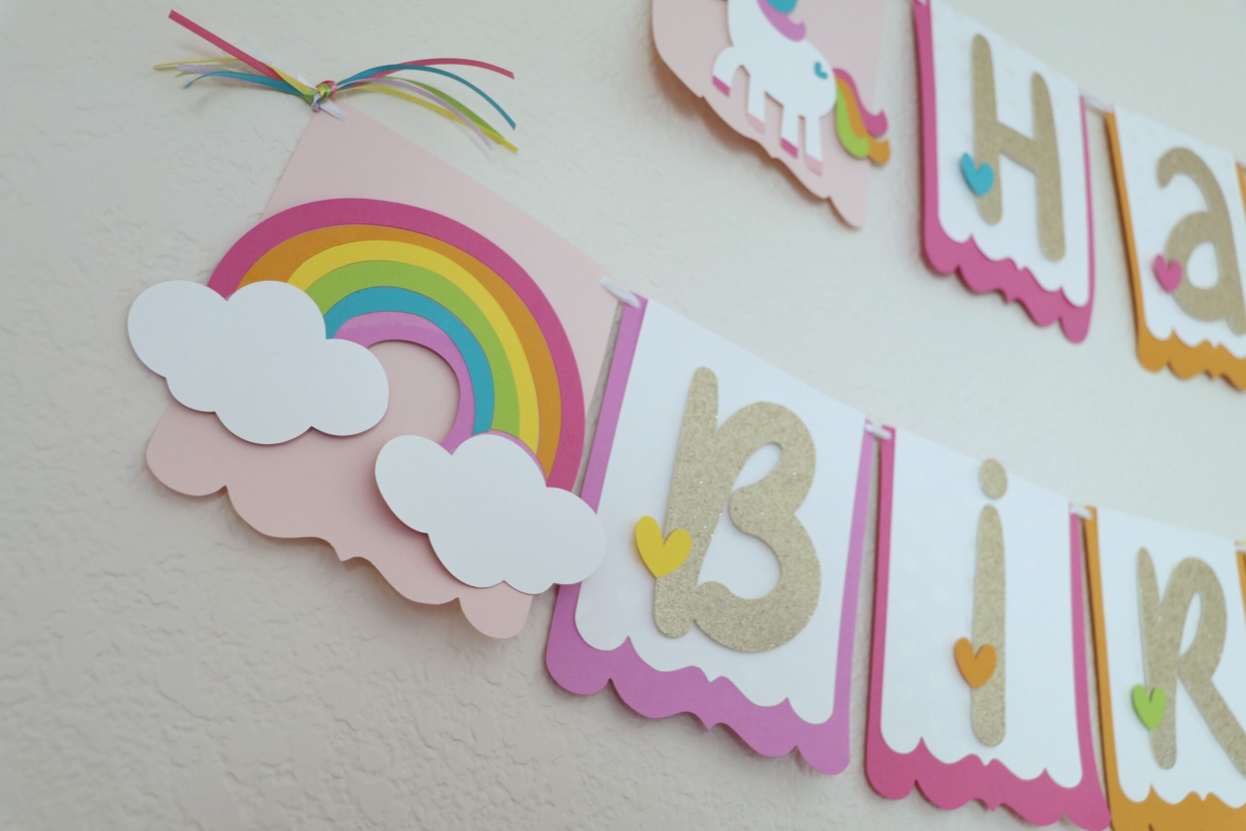 DIY Unicorn Birthday Party Decorations - Banner, Cake Topper