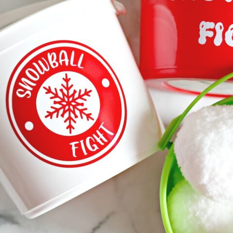 DIY Indoor Snowball Fight Buckets for Kids - FREE SVG & PRINTABLE
