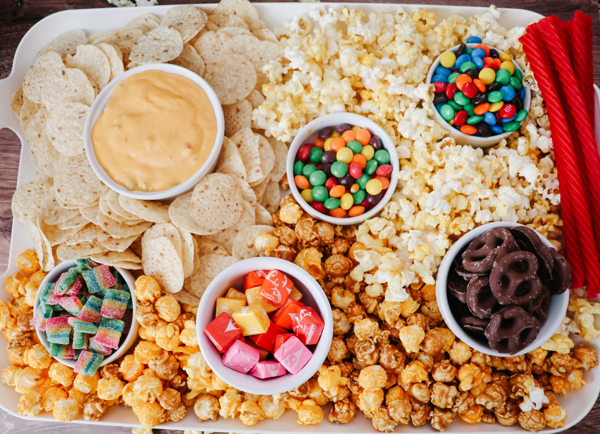 Movie Night Snack Tray: Nachos, Popcorn, & Candy » The Denver Housewife