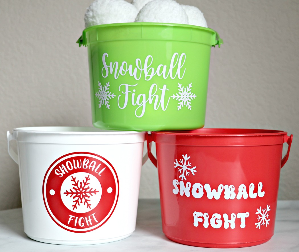 DIY Indoor Snowball Fight Buckets for Kids FREE SVG & PRINTABLE » The