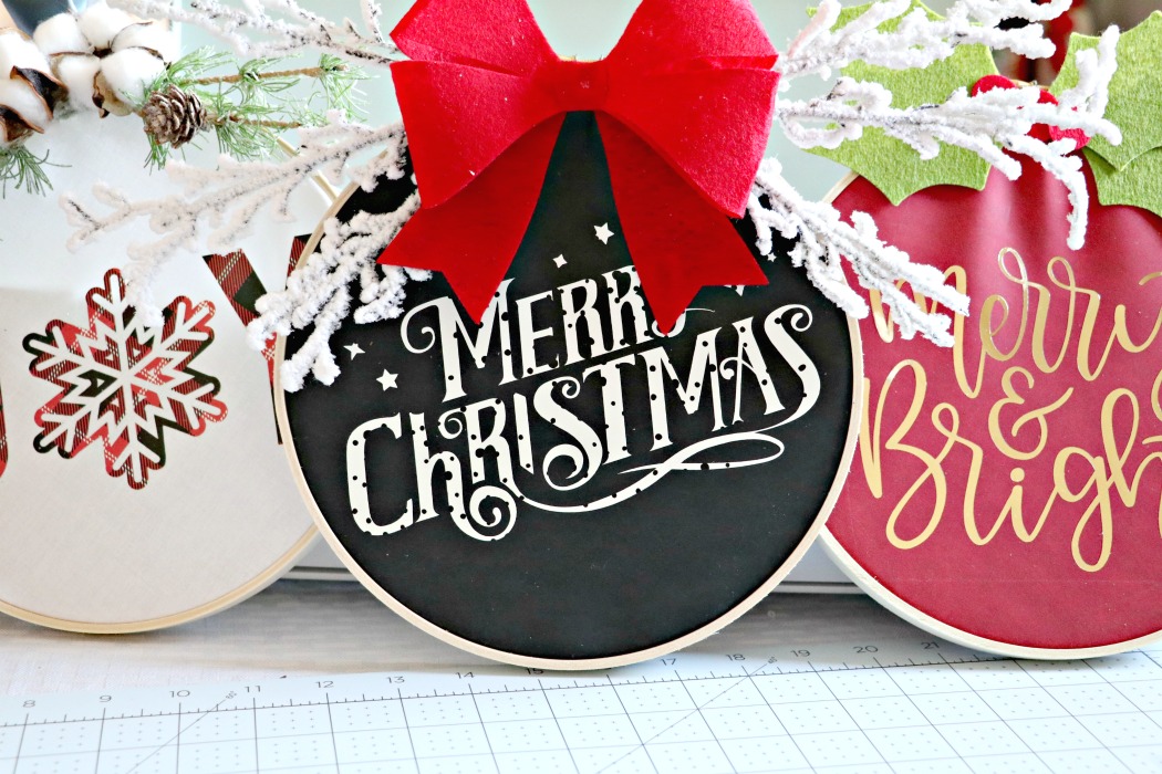 Christmas embroidery hoop fabric wreath