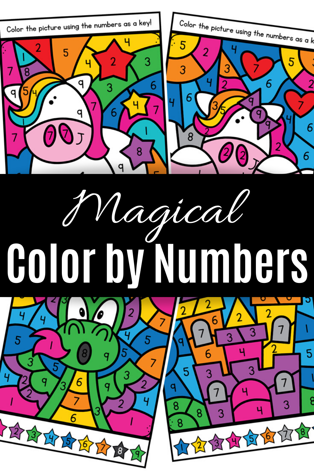 Magical Unicorn Color By Number Printable Worksheets » The Denver Housewife