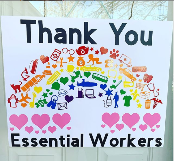 thank you essential workers rainbow printable